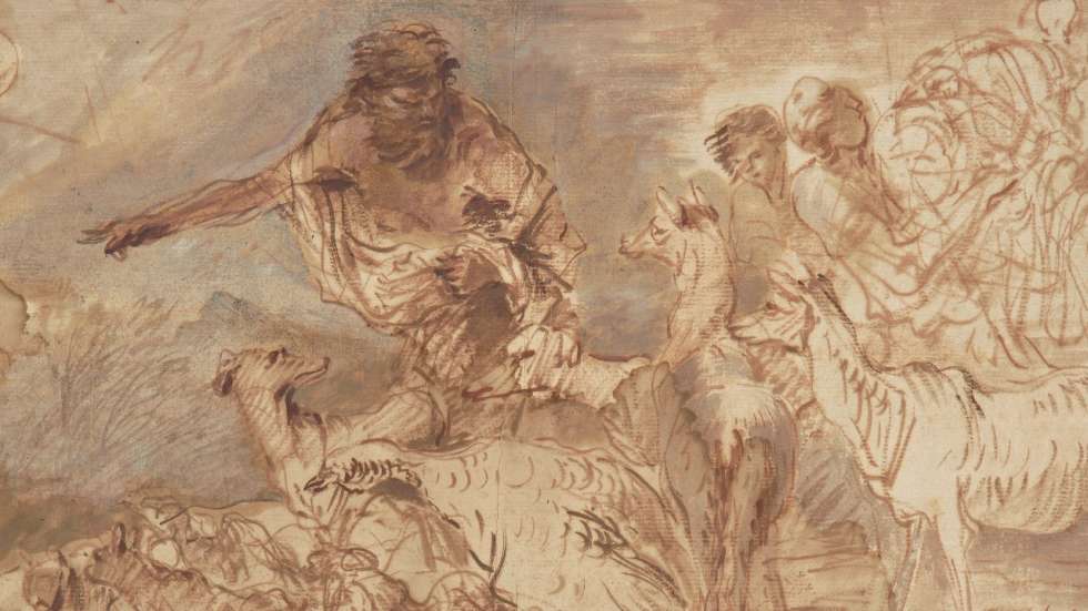 Giovanni Benedetto Castiglione (genannt Il Grechetto) Noah leitet die Tiere in die Arche, um 1660
Pinsel in Braun und Rotbraun, stellenweise Blaugrau, auf hellbeigem Papier, 32 x 45,4 cm
Kunsthaus Zürich (Ausschnitt)
