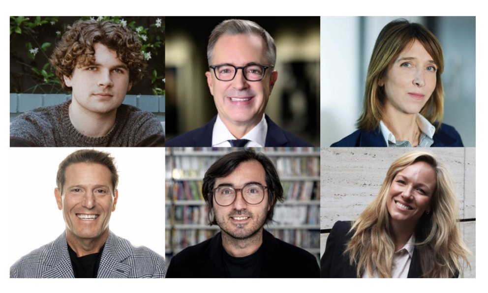 Gäste am Zurich Summit im Rahmen des Zurich Film Festival 2026 – oben, v. l. n. r.: Kane Parsons, Bill Kramer, Elisabeth d’Arvieu, unten, v. l. n. r.: Kevin Mayer, Efe Cakarel, Eline van der Velden