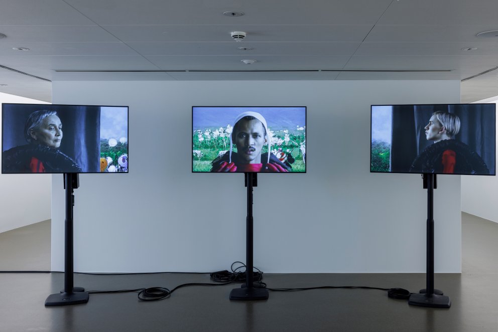 Dorota Gawęda & Eglė Kulbokaitė, Mouthless Part I, 2020, Death by Landscape, Ausstellungansicht , Haus für Kunst Uri, 2025
