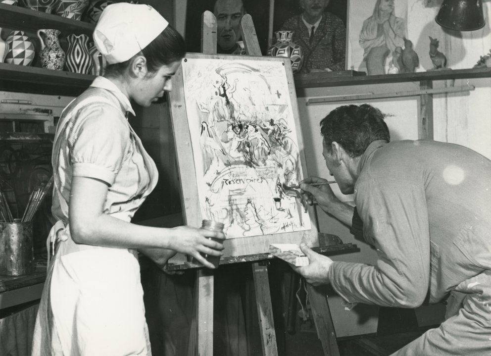 Béatrice Schweizer (1936–2013) «5’ nach Pertranquil / bewegt sich» undatiert, Kugelschreiber auf Papier, 33 × 30 cm, UPK Basel Kunstarchiv, Schenkung Benny Schweizer