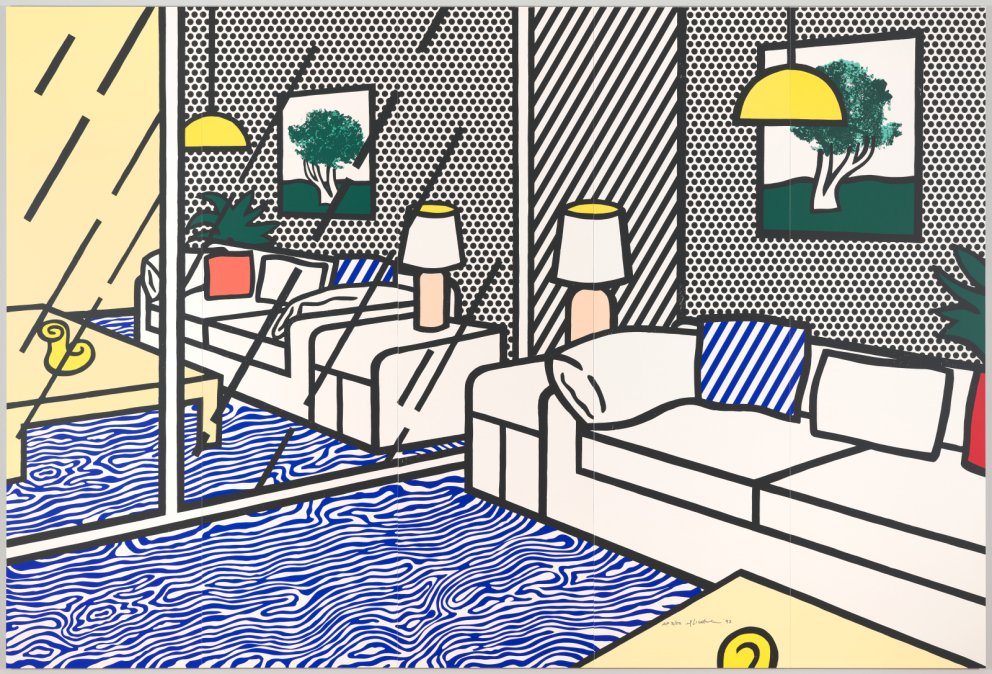 Roy Lichtenstein, Wallpaper with Blue Floor Interior, 1992