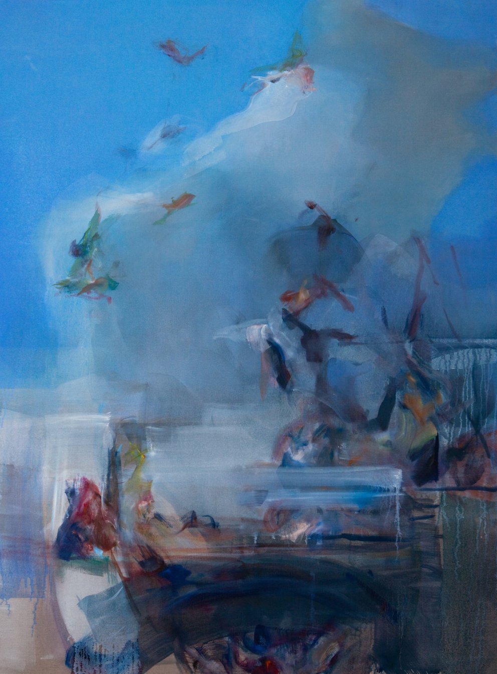 Salon der Gegenwart | Hans Erni Museum |  Lukas Salzmann (* 1960)
Siblings, 2024, Öl auf Leinwand, Mixed Media, 120 × 160 cm
