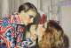 Franz Gertsch, Marina schminkt Luciano, 1975, Acryl auf ungrundierter Baumwolle, 234 × 346 cm, Museum Ludwig, Köln, Leihgabe der Peter
und Irene Ludwig Stiftung, 1976, Foto: Historisches Archiv mit Rheinischem Bildarchiv &copy; Franz Gertsch AG